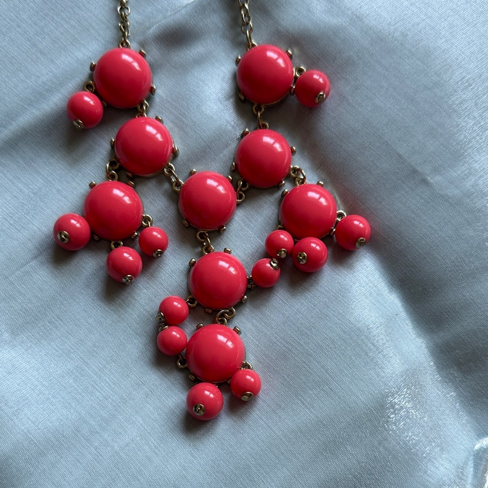 jcpenney Coral Pink Cluster Bib Necklace